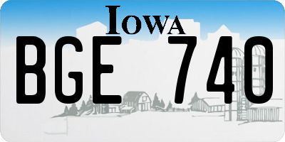 IA license plate BGE740