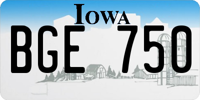 IA license plate BGE750