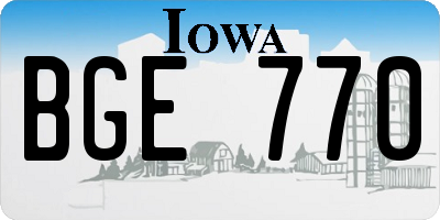 IA license plate BGE770