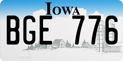 IA license plate BGE776