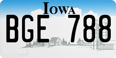 IA license plate BGE788