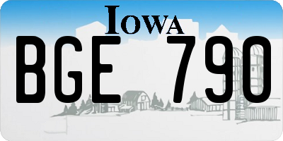 IA license plate BGE790