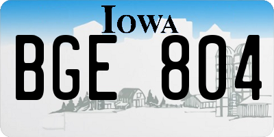 IA license plate BGE804