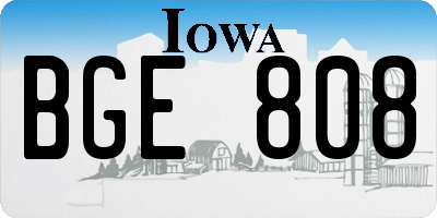 IA license plate BGE808