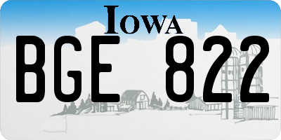 IA license plate BGE822