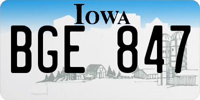 IA license plate BGE847