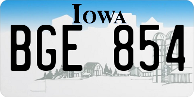 IA license plate BGE854