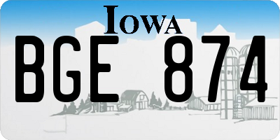 IA license plate BGE874