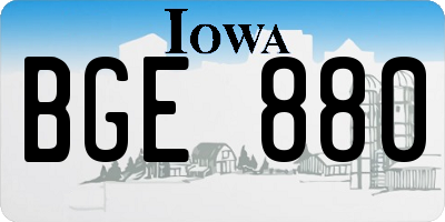 IA license plate BGE880