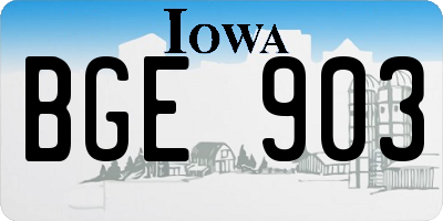 IA license plate BGE903