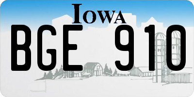 IA license plate BGE910