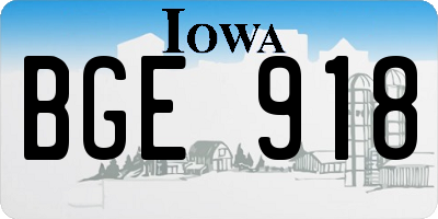 IA license plate BGE918