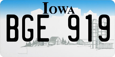 IA license plate BGE919