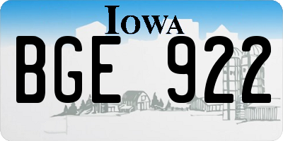 IA license plate BGE922