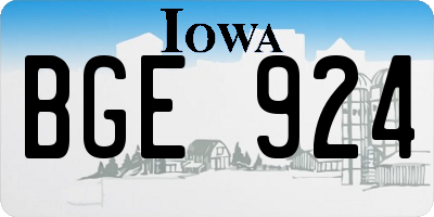 IA license plate BGE924