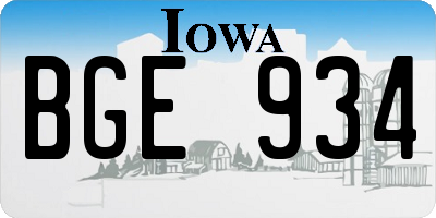 IA license plate BGE934