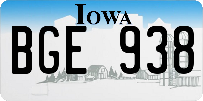 IA license plate BGE938
