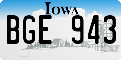 IA license plate BGE943