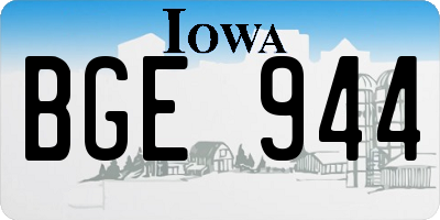 IA license plate BGE944