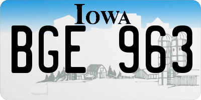 IA license plate BGE963