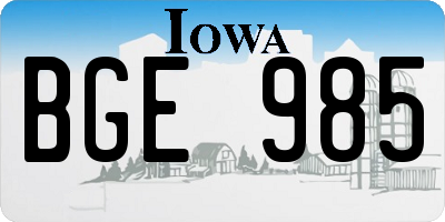 IA license plate BGE985