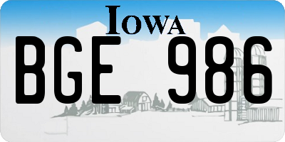 IA license plate BGE986
