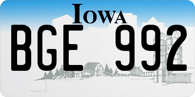IA license plate BGE992