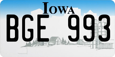IA license plate BGE993