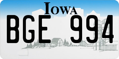 IA license plate BGE994
