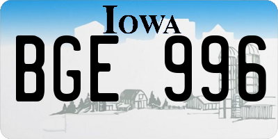IA license plate BGE996