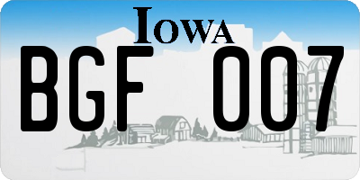 IA license plate BGF007
