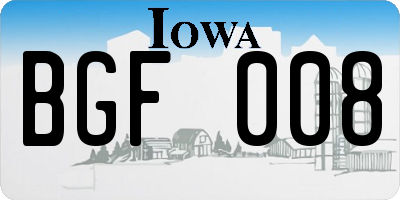 IA license plate BGF008