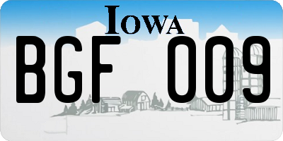 IA license plate BGF009