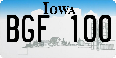 IA license plate BGF100