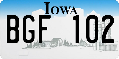 IA license plate BGF102