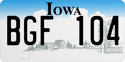 IA license plate BGF104