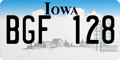 IA license plate BGF128