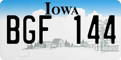 IA license plate BGF144