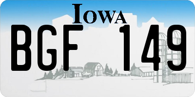 IA license plate BGF149