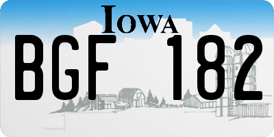 IA license plate BGF182