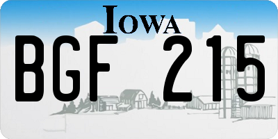 IA license plate BGF215