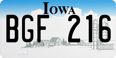 IA license plate BGF216