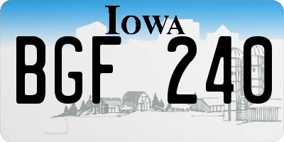 IA license plate BGF240