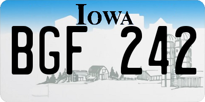 IA license plate BGF242