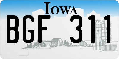 IA license plate BGF311