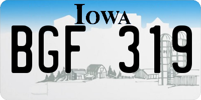IA license plate BGF319