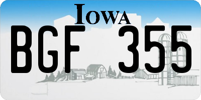 IA license plate BGF355