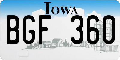 IA license plate BGF360