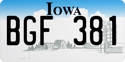 IA license plate BGF381