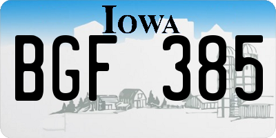 IA license plate BGF385